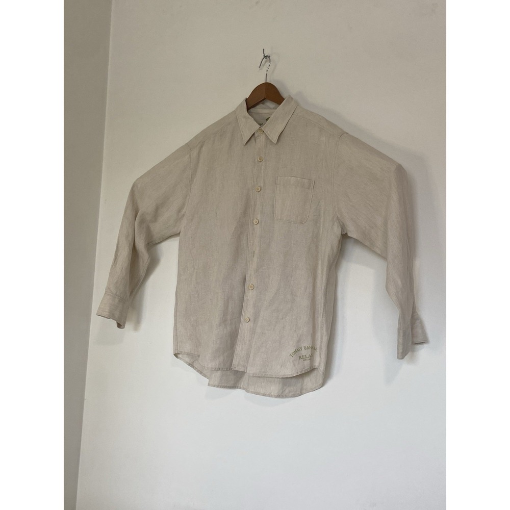 Men's Tommy Bahama Relax 100% Linen Sand Colored-Size XL- 1 Small Flaw